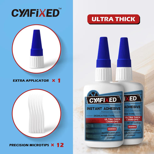 Professional Grade Cyanoacrylate Super Glue: Ultra Thick Viscosity CA Glue for Woodworking, 4 oz. Value Pack