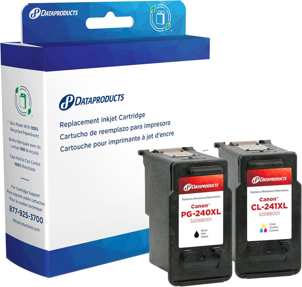 Dataproducts Remanufactured High Yield Black, Color Ink Cartridges Replacement for Canon PG-240XL/CL-241XL 2-Pack