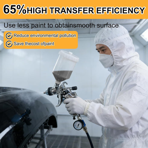 HCDDQP 1.4/1.7/2.0/2.5mm 4 Nozzles 10Pcs 650ML HVLP Paint Spray Gun Kit with & Air Compressor Regulator, Disposable