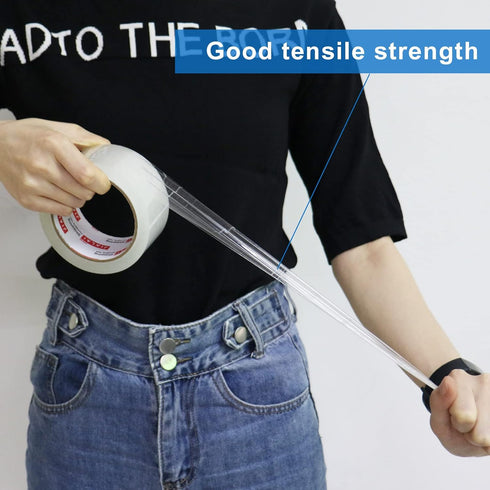 Heavy Duty Transparent Packing Tape - 6 Rolls with Refillable Dispenser, Industrial Grade for Shipping, Moving,