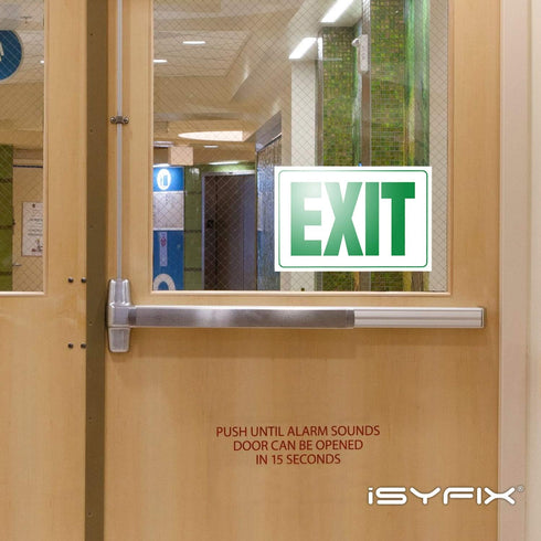 iSYFIX Exit Signs Stickers, 2 Pack, 10x7 Inch, Premium Self-Adhesive Vinyl for Indoor and Outdoor