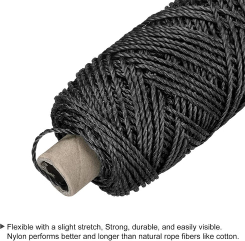 MECCANIXITY Twisted Mason Line - 100M Black Nylon Twine String Cord for Landscaping, DIY Projects, Gardening