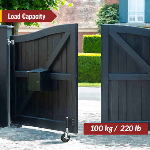 Heavy Duty Gate Caster - Spring Loaded Swivel Wheel for Wooden Gate and Fence, 220LBS Capacity