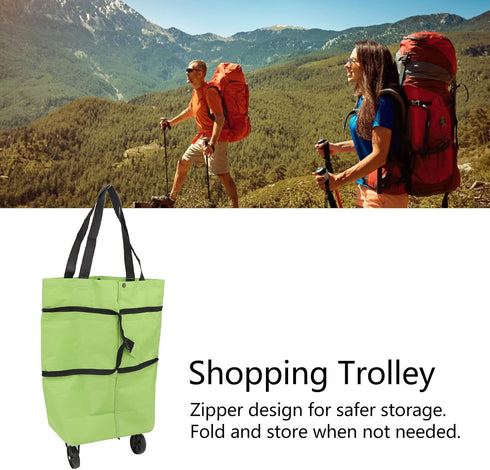 MUNEFE Oxford Shopping Pull Cart, Wheeled Shopping Bags, Portable Shopping Cart for Grocery Shopping, Travel, Beach