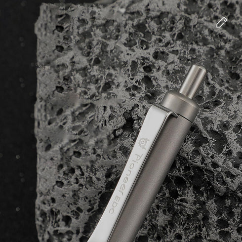 Titanium Push Ballpoint Pen 5.31", Compact Pocket Pen with Clip to Retract Refill for Everyday Carry