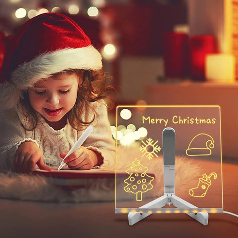 LED Note Board with Colors, Light up Dry Erase Board with Stand & 7 Pens, Glowing Memo Board for Home Office School
