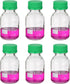 PATIKIL 6 Pack Reagent Media Storage Bottles, 250ml Borosilicate Glass Graduated Round Bottles with GL32 Green Cap