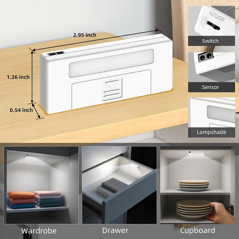 6-Pack Closet Drawer Lights When Open, Lights Battery Operated with Door Sensor, Cabinet Lights When Open for Drawer