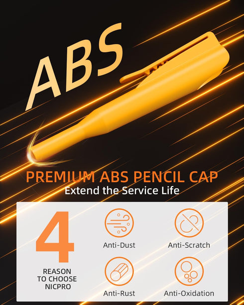 Nicpro 3 Pack Carpenter Pencil with Sharpener & Cap, Mechanical Pencils with 39 Refills, Heavy Duty Woodworking