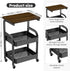 Generic 3 Multi-Purpose Tier Rolling Cart with Walnut Table Top, Metal Utility Storage Cart with Lockable Wheels