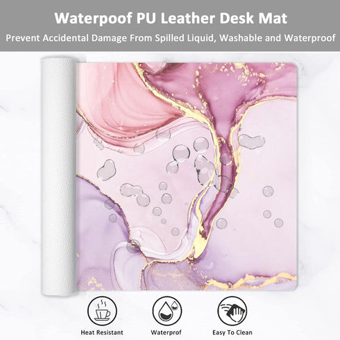 Aisakoc 35.5''x15.8'' Desk Mat Desk Mouse Pad, Dual Side PU Leather Desk Pad for Keyboard and Mouse, Large Waterproof