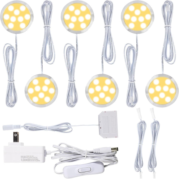 Bookcase Bookshelf Accent Lighting Kit, Under Cabinet LED Puck Light, 110V Electric