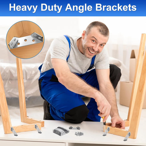 50PCS 300 MAPVOLUT Corner Brackets For Wood with Screw, Premium Stainless Steel Metal Shelf Brackets Furniture Corner
