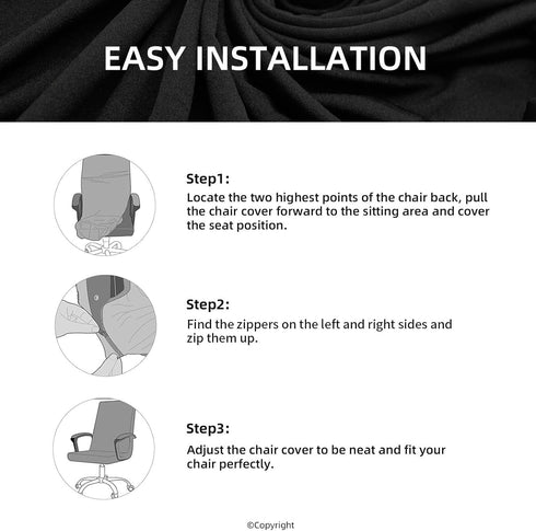 Stretch Computer Office Chair Cover with Durable Zipper, Universal Washable Removable Spandex Slipcovers for Dogs,