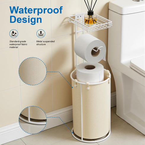 Standing Toilet Paper Storage Rack, Rustproof Metal Stand Up Toilet-Paper Roll Holder, Free Standing Tissue Holder
