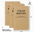 Field Notes Original Kraft 3-Pack, Mixed Paper Memo Books (1 Graph/Grid, 1 Ruled/Lined, 1 Plain/Blank)