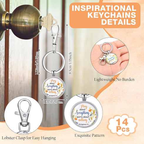 Jetec Christian Gift Set - Floral Bible Verse Ballpoint Pens, Keychains, Mini God Bless Cards, Religious Gifts