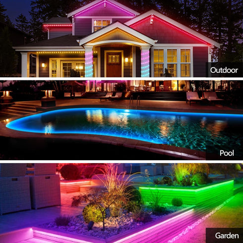 16.4FT IP68 5V LED Strip Lights Outdoor Waterproof, USB Powered, Music Sync Bluetooth APP/RF Remote Control Lights