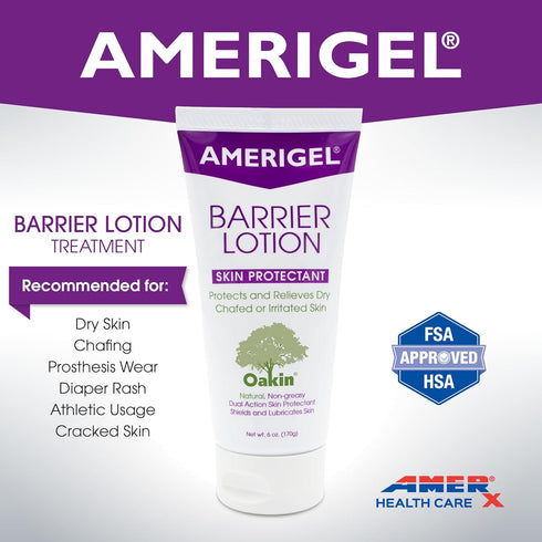 AMERIGEL Barrier Lotion, 6 oz. - Skin Protectant for Chafed, Cracked, and Chapped Skin