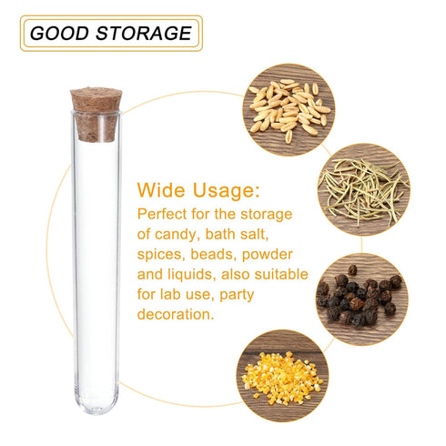 PATIKIL 40Pcs 6ml Plastic Test Tubes with Cork Stoppers, 78x13mm for Scientific and Party Decoration Use
