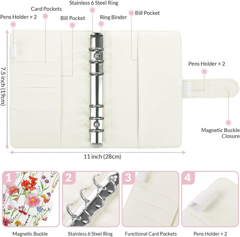 A6 8pcs Envelopes,12pcs 24 SKYDUE Budget Binder, Money Organizer for Cash with Zipper Expense Budget Sheets & Rose Gold