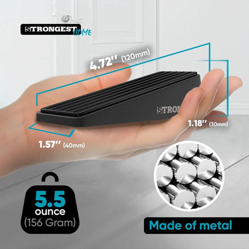 Strongest Door Stopper - Heavy Duty Wedge Made of Premium Quality Zinc and Rubber, Set of 4 with Wall Protectors
