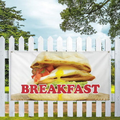 Fastasticdeals 4 Grommets 24x48Inches Vinyl Banner Multiple Sizes Breakfast Outdoor Advertising Printing Restaurant