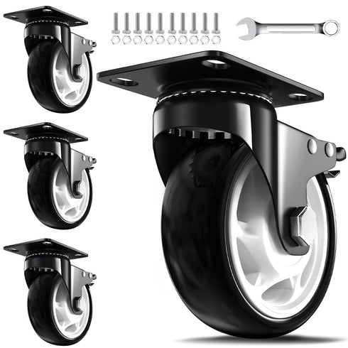 5 Inch Heavy Duty Casters, 2600lbs Capacity (Set of 4) - Industrial