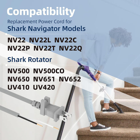 Vacuum Cleaner Power Cord 36ft Compatible for Shark Navigator Lift Away Upright Vacuum Pro NV355 NV360