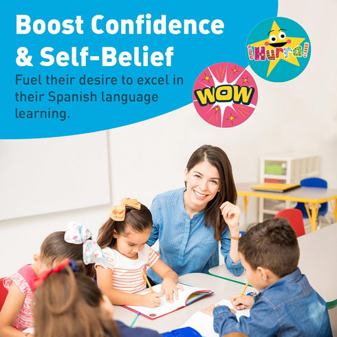 Sweetzer & Orange Spanish Stickers for Teachers and Parents, 1008 Reward Labels, 9 Assorted Designs, 1 Inch