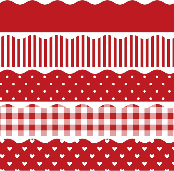 Whaline 69 Feet Valentine's Day Bulletin Board Borders, 60 Pieces in 5 Styles, Heart Plaid Spot Stripe for Decoration