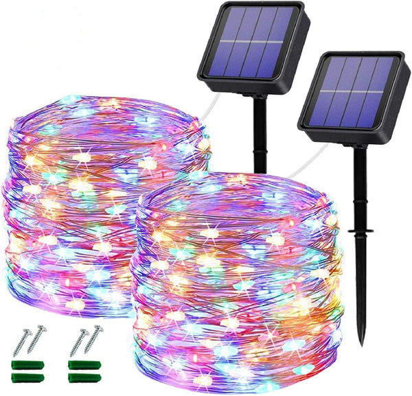Lezonic Outdoor Solar Christmas Lights Waterproof,2 Pack Total 240LED 24M/80Ft Garden Light