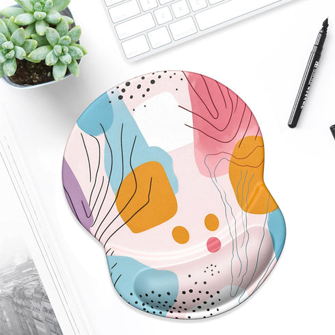 ITNRSIIET Ergonomic Mouse Pad with Gel Wrist Support, Small Wrist Rest, Non-Slip PU Base, 8.7 x 7.2 inches, Art Style