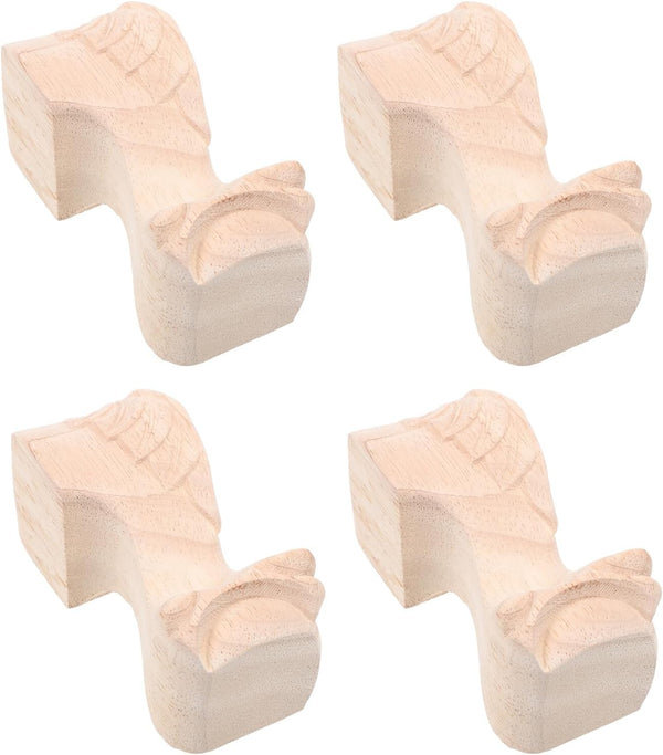 ARTIBETTER Wooden Table Legs and Chair Feet Set, Rubberwood Carved Furniture Legs