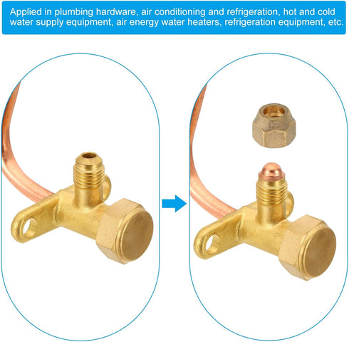 PATIKIL Air Conditioner Stop Valve - 1/2" OD Copper Tube Elbow 90 Degree 3 Way Angle Service Valve