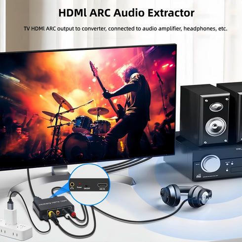 XinYaa 192KHz 3.5mm Amplifier-8CM HDMI ARC Audio Extractor, HDMI ARC Audio Adapter Converter Splitter to Optical