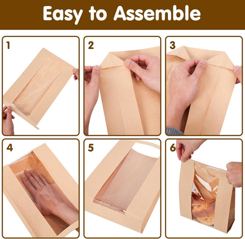 60 Pack 13.7x8.3x3.5 Inches, 72Pcs Moretoes Large Sourdough Bread Bags for Homemade Bread, Paper Bakery Bags with Tin