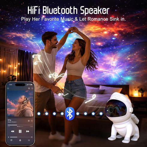 JIWYJOT Upgraded Planetarium Projector with White Noise & Bluetooth Speaker, Astronaut Space Light Galaxy Projector