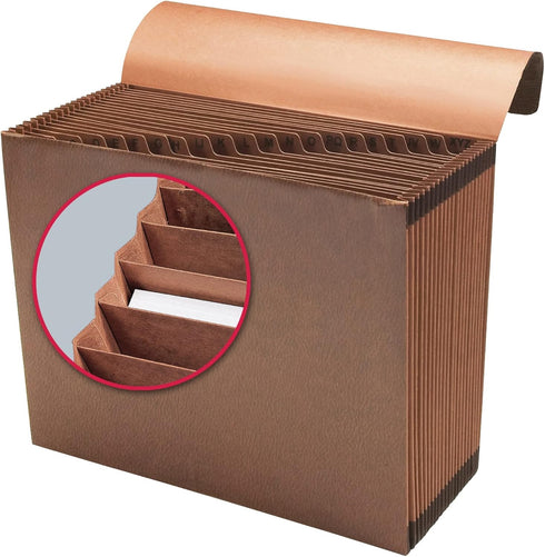 Smead TUFF Expanding File, 21 Pockets, Alphabetic (A-Z), Flap and Cord Closure, Letter Size, Redrope (70318)