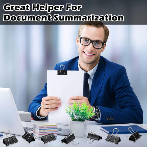 Yexiya 300 Pcs Large Binder Clips, Bulk Big Paper Clamps for Teachers, Students, School Office Supplies (Black, 1.61