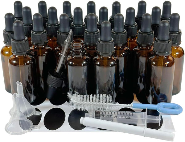 24Pack 1oz (30ml) Glass Dropper Bottle - Essential Oil Bottle with Glass Eye Droppers for Lab and Alcohol Bottles