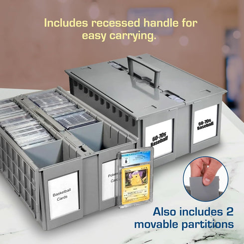 BCW 2-Row Graded Collectible Card Bin - Stackable Acid-Free Plastic Box for Customizable Card Storage