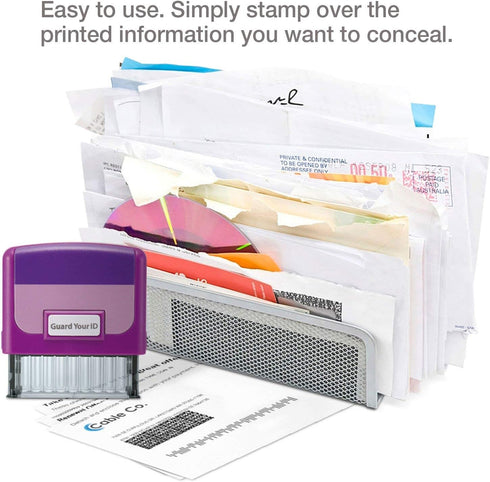 Identity Theft Prevention Confidential Security Stamp, 2.25” x 0.75" in Purple for Document Protection
