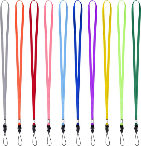 Wisdompro 10 Pack 17 inch Long Colorful Quick Release Neck Lanyards Straps for USB Flash Drives, Keys, ID Badge Holders