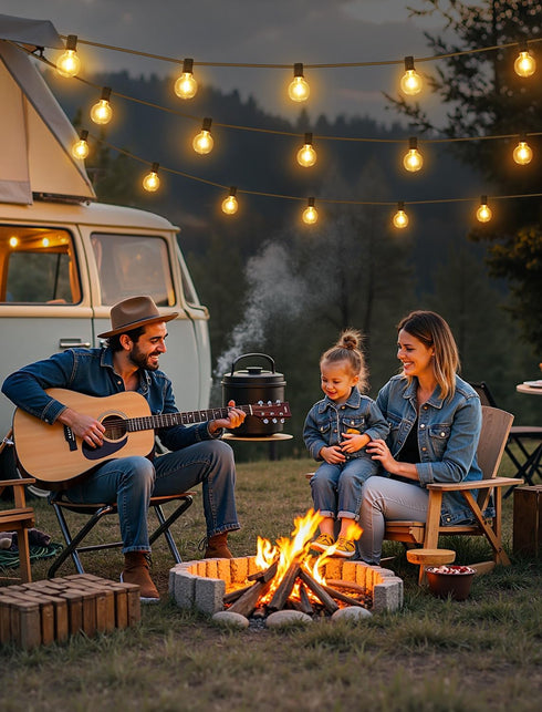 25FT Dimmable 3 10+1 G40 Bulbs Larkvue Solar String Lights Outdoor with Remote, Waterproof Modes Patio Lights with LED
