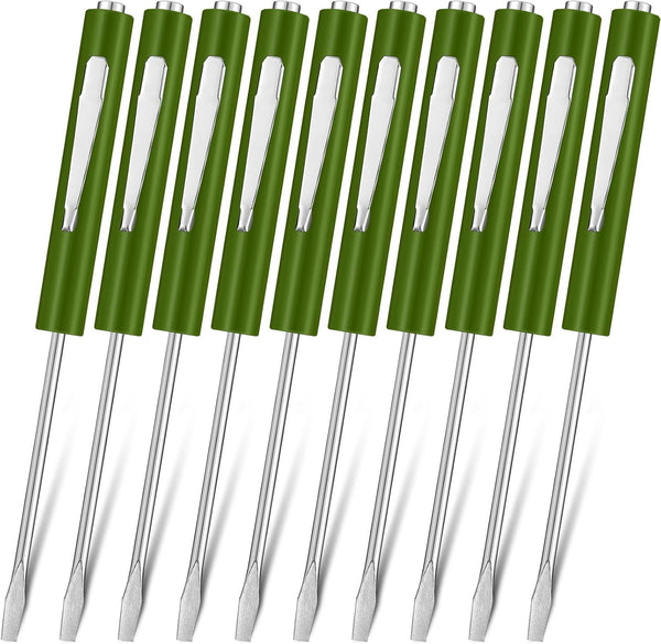 10 Pieces Pocket Screwdriver Mini Tops with Magnetic Slotted Pocket Screw Driver