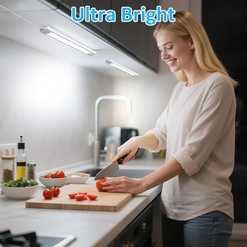 2 14 Inch Counter, maylit Under Cabinet Lighting Plug in, Pcs Linkable Ultra Bright LED Light Bars, Renter Friendly