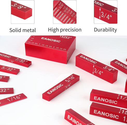EANOSIC Setup Set, 15pcs Setup Set Blocks Height Gauge Precision Aluminum Bars for Router and Table Saw Accessories