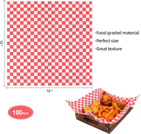 100pcs Deli Paper Sheets 12x12", Grease Resistant Wax Paper for Food