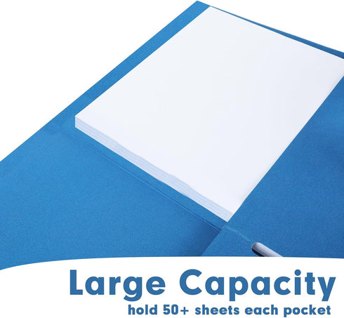 RAZCC Two Pocket Folders, 50 Pack, Fit Letter Size Paper, Paper Folders with Pockets for School Office